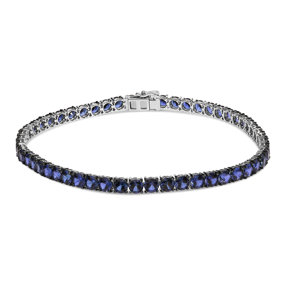 Men's .925 Sterling Silver Created Blue Sapphire Tennis Bracelet - 8.5"